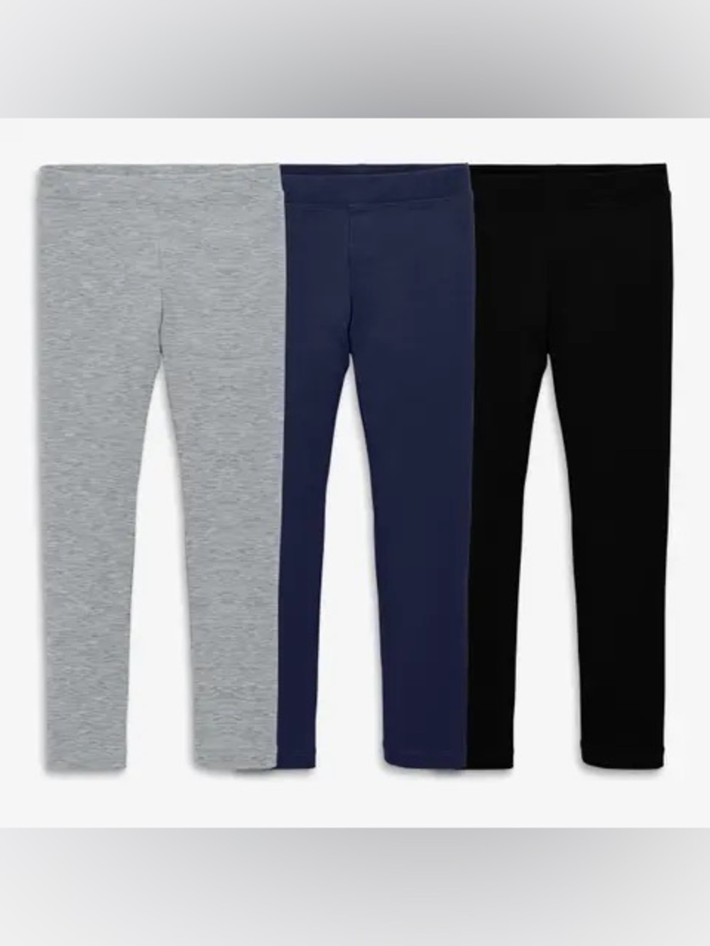 GAP Kids 3-Pack organic cotton crop Leggings in Gray, Navy & Black